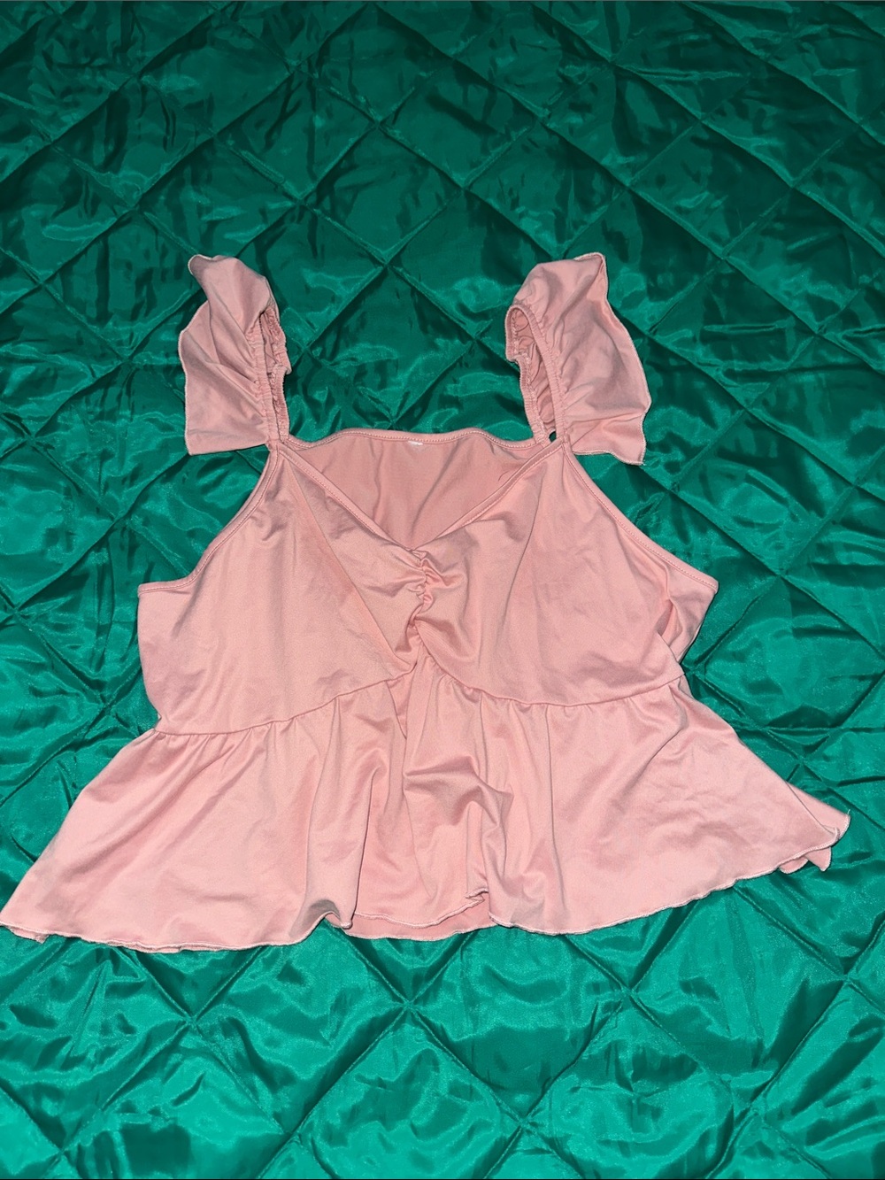 Ruffled Light Pink Peplum Camisole Tank